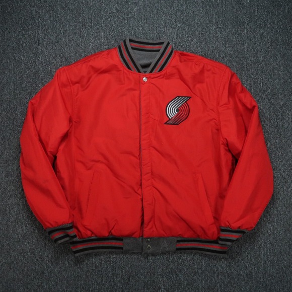 Portland Trail Blazers Jacket Mens XL Gray Red JH Design Reversible Wool Varsity - Picture 8 of 16